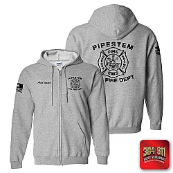 "PIPESTEM VOL FIRE DEPARTMENT" SPORTSGREY GILDAN Heavy Blend™ Full-Zip Hooded Sweatshirt