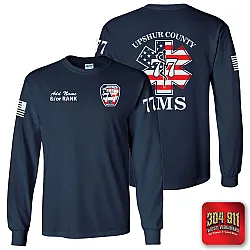"UPSHUR COUNTY EMS" NAVY SCREEN PRINTED LONG SLEEVE WORK T-SHIRT