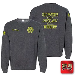 "COWEN FIRE DEPARTMENT" DARK HEATHER GILDAN WORK SWEATSHIRT