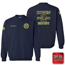 "COWEN FIRE DEPARTMENT" NAVY GILDAN WORK SWEATSHIRT