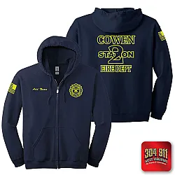 "COWEN FIRE DEPARTMENT" NAVY GILDAN Heavy Blend™ Full-Zip Hooded Sweatshirt