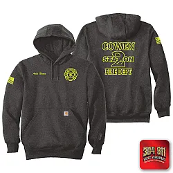 "COWEN FIRE DEPARTMENT" CARBON HEATHER Carhartt ® Rain Defender ® Paxton Heavyweight Hooded Sweatshirt
