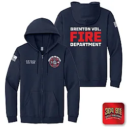 "BRENTON VOLUNTEER FIRE DEPARTMENT" SCREEN PRINT ON NAVY JERZEES® - NuBlend® Full-Zip Hooded Sweatshirt