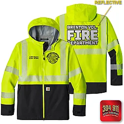 "BRENTON VOLUNTEER FIRE DEPARTMENT" BRIGHT LIME Carhartt® ANSI 107 Class 3 Storm Defender® Jacket
