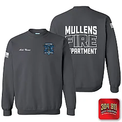 "MULLENS FIRE DEPARTMENT" CHARCOAL GILDAN WORK SWEATSHIRT