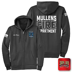 "MULLENS FIRE DEPARTMENT" CHARCOAL GILDAN Heavy Blend™ Full-Zip Hooded Sweatshirt