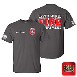 "UPPER LAUREL FIRE-RESCUE" CHARCOAL SCREEN PRINTED WORK T-SHIRT