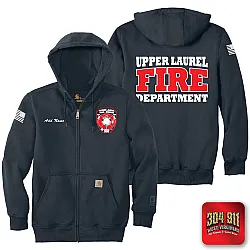 "UPPER LAUREL FIRE-RESCUE" NAVY Carhartt ® Rain Defender ® Paxton Heavyweight Hooded Zip Mock Sweatshirt