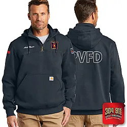 "WYOMING COUNTY FIRE CO. INC." NEW NAVY Carhartt ® Rain Defender ® Paxton Heavyweight Hooded Zip Mock Sweatshirt