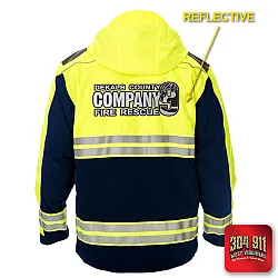 "DEKALB COUNTY FIRE RESCUE STATION 9" GAME - HIGH VIZ RESCUE JACKET PARKA (NAVY)