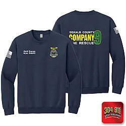 "DEKALB COUNTY FIRE RESCUE STATION 9" SCREEN PRINT ON NAVY JERZEES WORK SWEATSHIRT