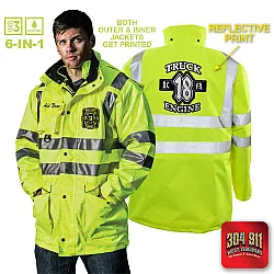 "DEKALB COUNTY FIRE STATION 18" GAME - The 6 in 1 Jacket (NEON LIME)