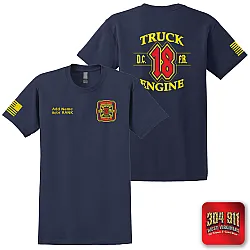 "DEKALB COUNTY FIRE STATION 18" SCREEN PRINT ON NAVY WORK T-SHIRT