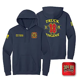 "DEKALB COUNTY FIRE STATION 18" SCREEN PRINT ON NAVY JERZEES® - NuBlend® Pullover Hooded Sweatshirt