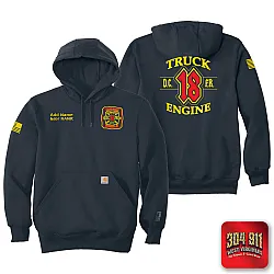 "DEKALB COUNTY FIRE STATION 18" NEW NAVY Carhartt ® Rain Defender ® Paxton Heavyweight Hooded Sweatshirt