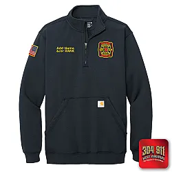 "DEKALB COUNTY FIRE STATION 18" NEW NAVY Carhartt® Midweight 1/4-Zip Mock Neck Sweatshirt