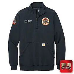 "DEKALB COUNTY STATION 8" NEW NAVY Carhartt® Midweight 1/4-Zip Mock Neck Sweatshirt