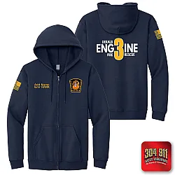 "DEKALB FIRE RESCUE STATION 3" SCREEN PRINT ON NAVY JERZEES® - NuBlend® Full-Zip Hooded Sweatshirt
