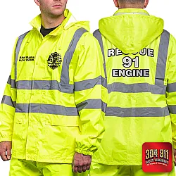 "JACKSON TRAIL RESCUE ENGINE 91" GAME - The Econo HiVos Rain Jacket (NEON LIME)