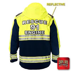 "JACKSON TRAIL RESCUE ENGINE 91" GAME - HIGH VIZ RESCUE JACKET PARKA (NAVY)