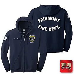 "FAIRMONT FIRE DEPARTMENT" NAVY GILDAN Heavy Blend™ Full-Zip Hooded Sweatshirt