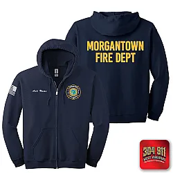 "MORGANTOWN FD" NAVY GILDAN Heavy Blend™ Full-Zip Hooded Sweatshirt