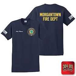 "MORGANTOWN FIRE DEPT" NAVY WORK TEE