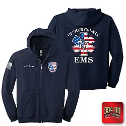 "UPSHUR COUNTY EMS" NAVY GILDAN Heavy Blend™ Full-Zip Hooded Sweatshirt