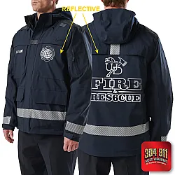 "WARREN DISTRICT FIRE DEPT" (REFLECTIVE PRINT) RESPONDER PARKA 2.0 5.11 Tactical (DARK NAVY)