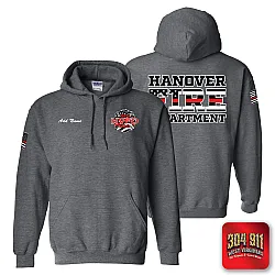 "HANOVER VOL FIRE DEPT" DARK HEATHER GILDAN WORK HOODIE