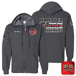 "HANOVER VOL FIRE DEPT" DARK HEATHER GILDAN Heavy Blend™ Full-Zip Hooded Sweatshirt