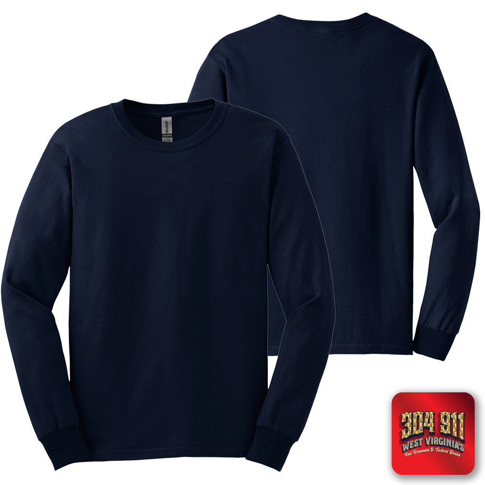 "BLANK SHIRT, HOODY, and SWEATSHIRT" (NAVY) JERZEES® - Dri-Power® 50/50 Cotton/Poly Long Sleeve T-Shirt