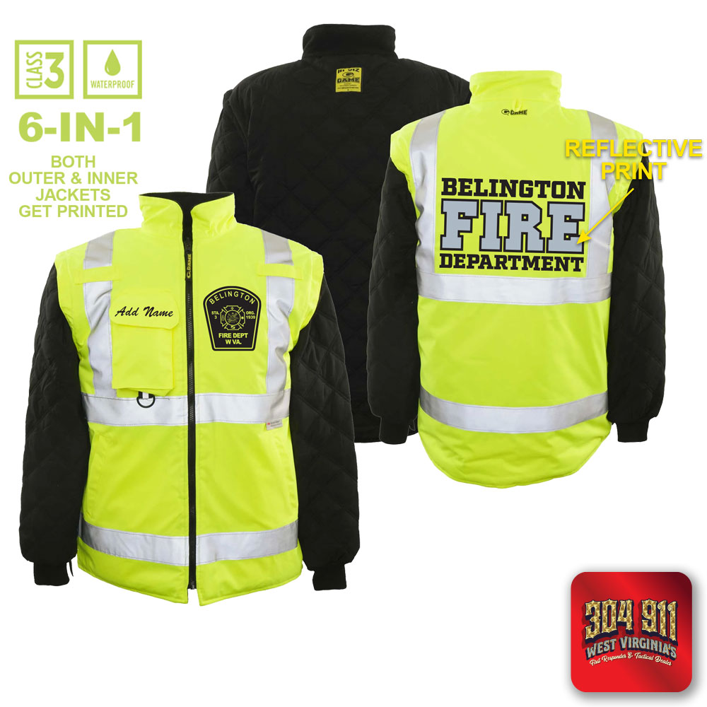 "BELINGTON VOL. FIRE DEPARTMENT" GAME - The 6 in 1 Jacket (NEON LIME)