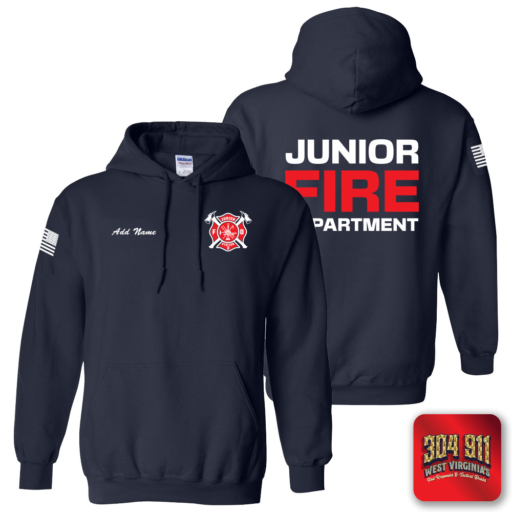 "JUNIOR VOLUNTEER FIRE DEPARTMENT" NAVY GILDAN WORK HOODIE