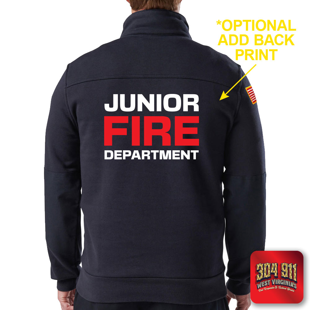 "JUNIOR VOLUNTEER FIRE DEPARTMENT" - The Hooded Work Shirt (NAVY)