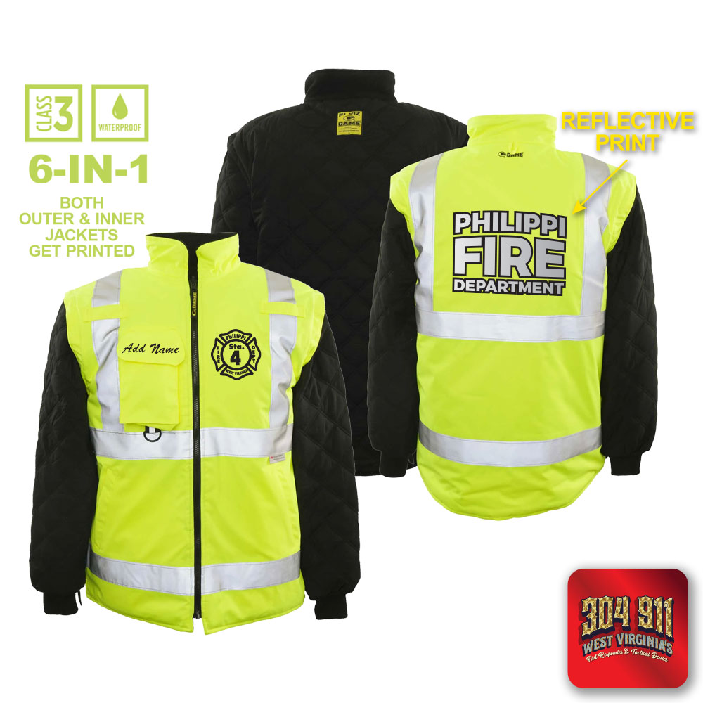 "PHILIPPI VOLUNTEER FIRE DEPARTMENT" GAME - The 6 in 1 Jacket (NEON LIME)