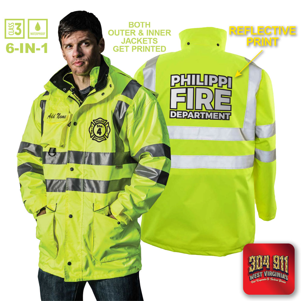 "PHILIPPI VOLUNTEER FIRE DEPARTMENT" GAME - The 6 in 1 Jacket (NEON LIME)