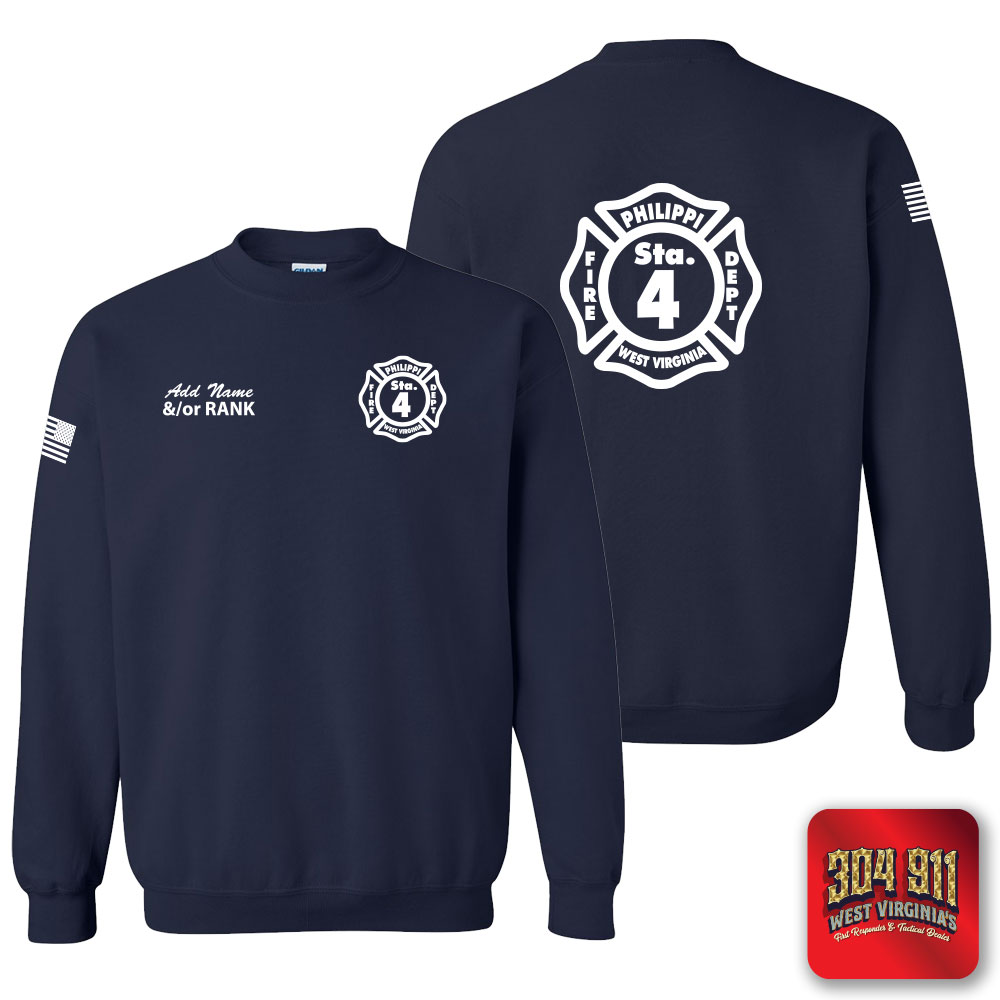 "PHILIPPI VOLUNTEER FIRE DEPARTMENT" NAVY GILDAN WORK SWEATSHIRT