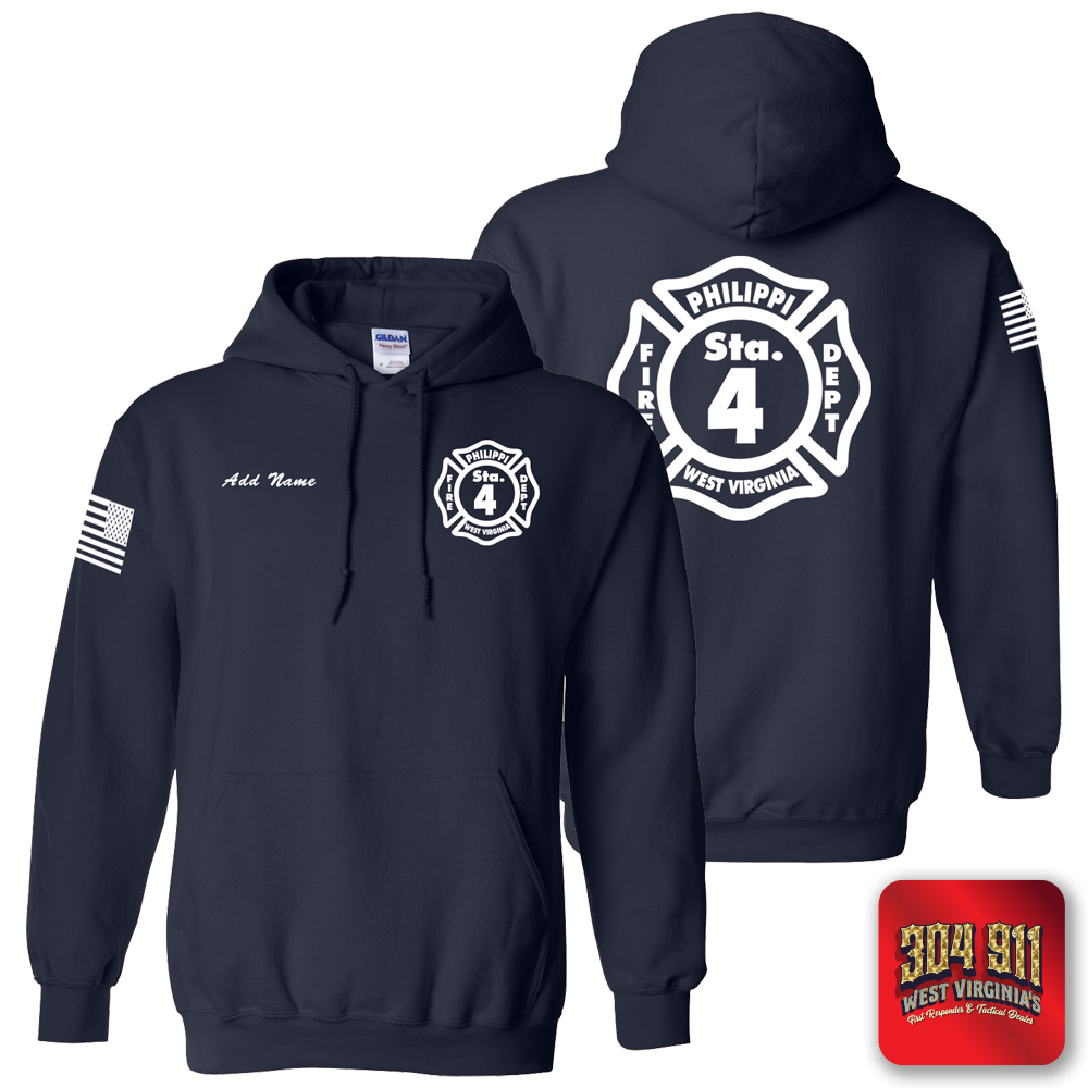 "PHILIPPI VOLUNTEER FIRE DEPARTMENT" NAVY GILDAN WORK HOODIE