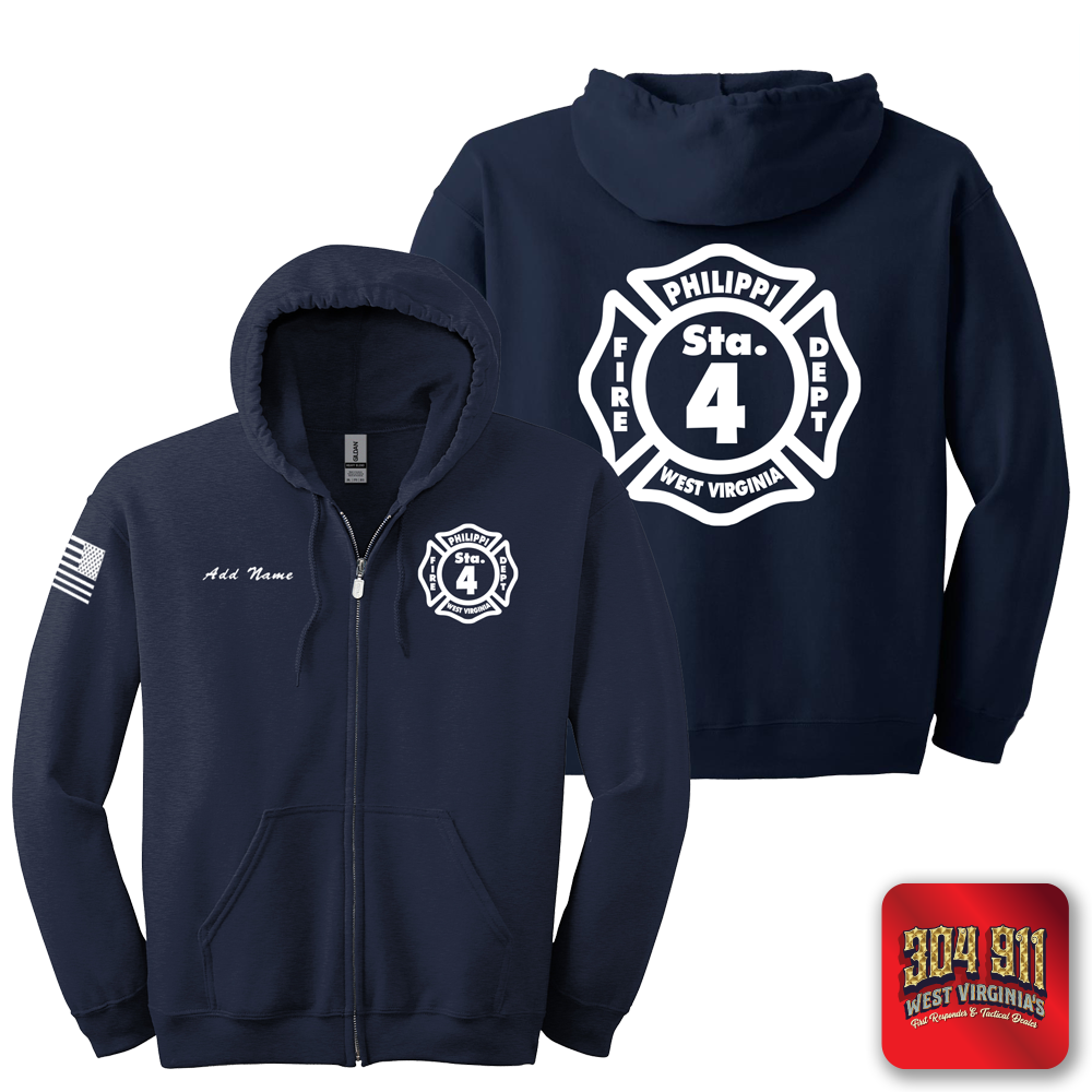 "PHILIPPI VOLUNTEER FIRE DEPARTMENT" NAVY GILDAN Heavy Blend™ Full-Zip Hooded Sweatshirt
