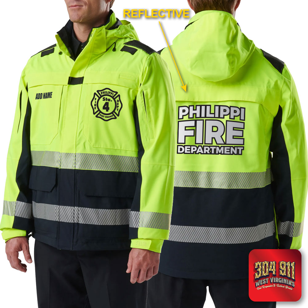 "PHILIPPI VOLUNTEER FIRE DEPARTMENT" (REFLECTIVE PRINT) RESPONDER HI-VIS PARKA 2.0 5.11 Tactical (DARK NAVY)