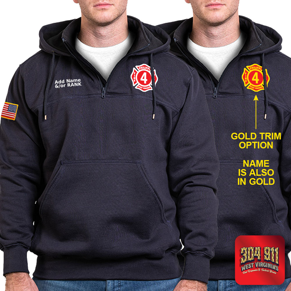 "PHILIPPI VOLUNTEER FIRE DEPARTMENT" - The Hooded Work Shirt (NAVY)