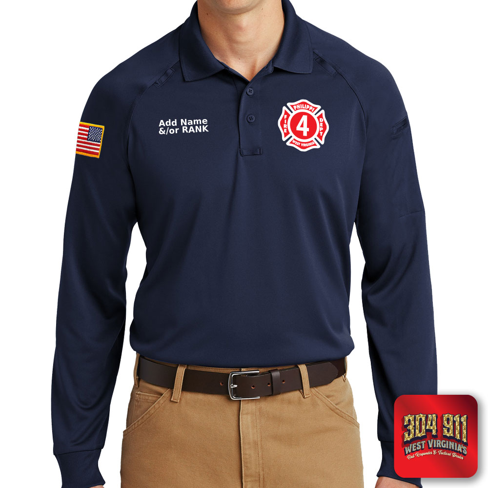 "PHILIPPI VOLUNTEER FIRE DEPARTMENT" (EMBROIDERY) CornerStone® - Select Long Sleeve Snag-Proof Tactical Polo (NAVY)