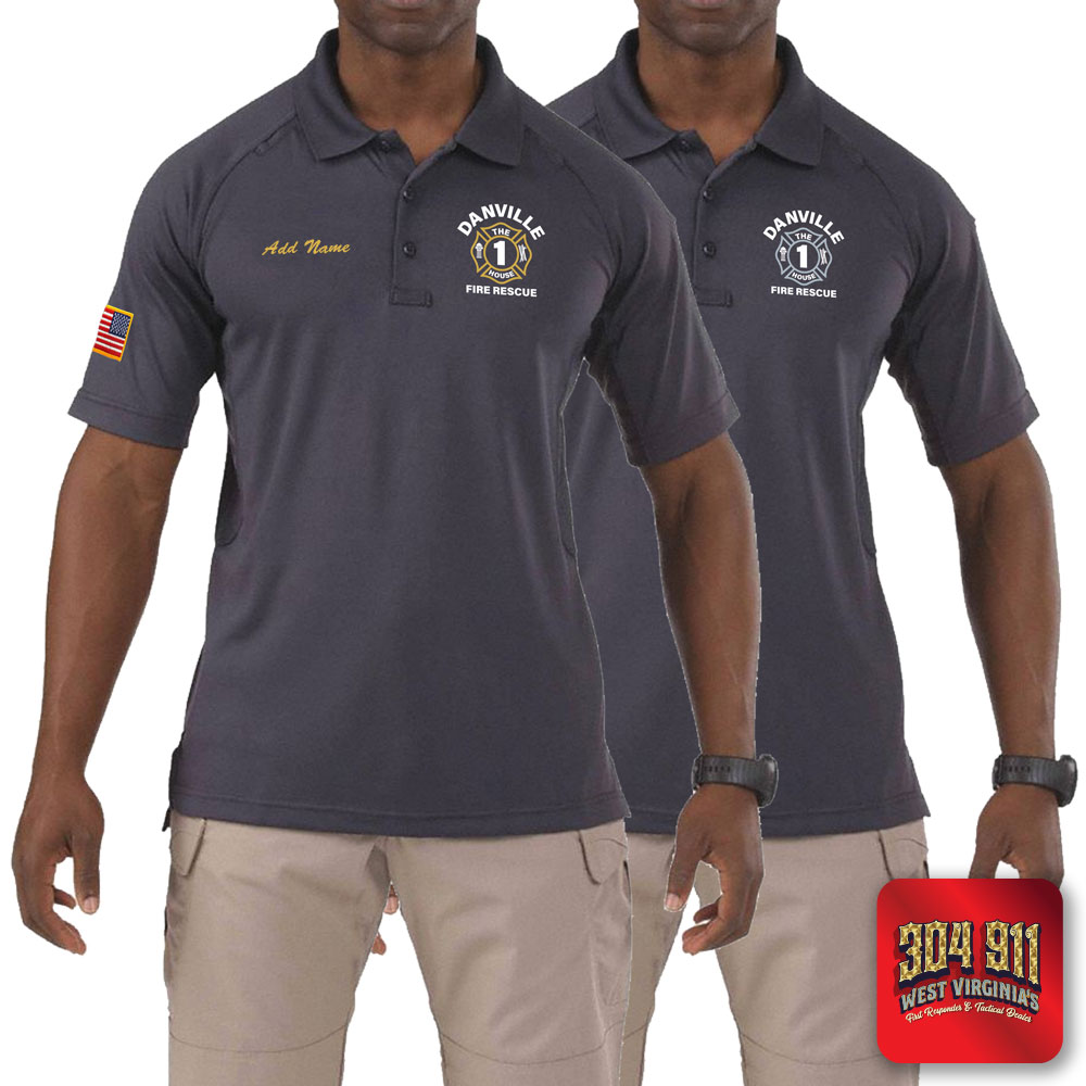 "DANVILLE VOL FIRE DEPARTMENT" (CHARCOAL) PERFORMANCE SHORT SLEEVE POLO TECH