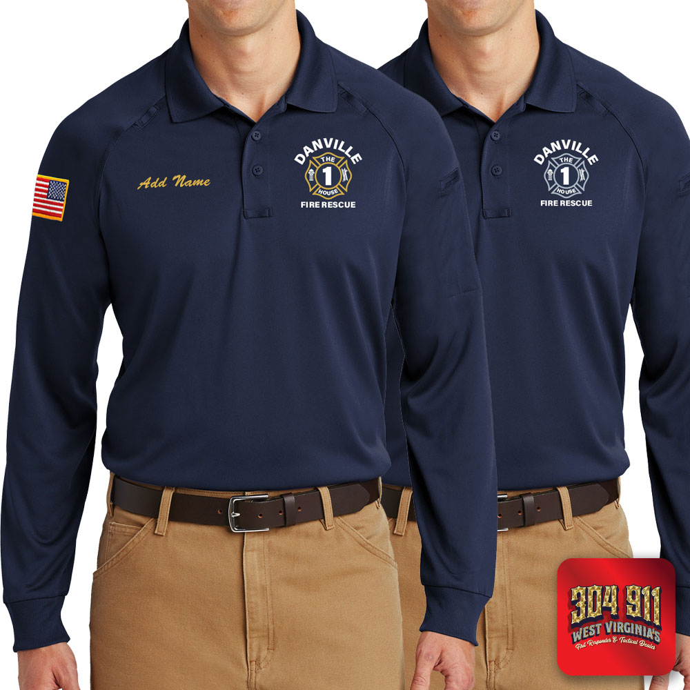 "DANVILLE VOL FIRE DEPARTMENT" (EMBROIDERY) CornerStone® - Select Long Sleeve Snag-Proof Tactical Polo (NAVY)