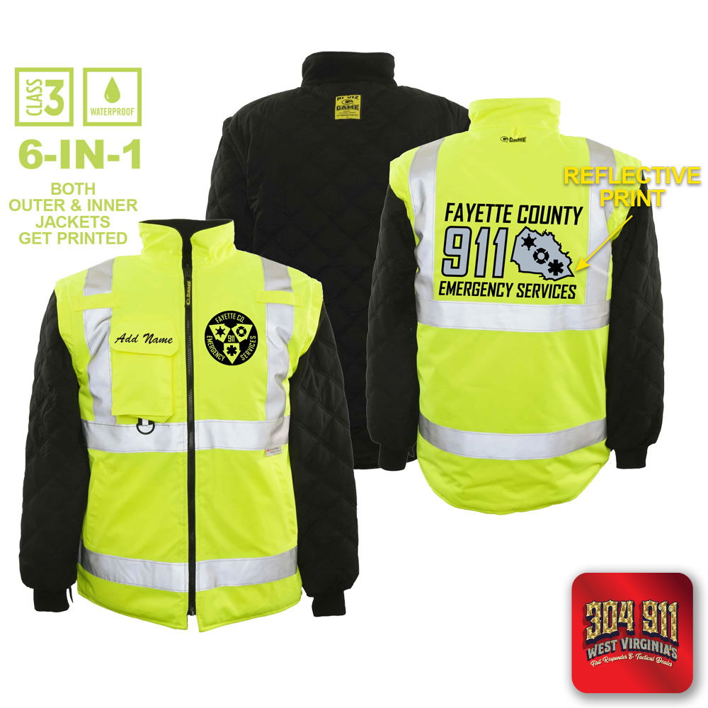 "FAYETTE COUNTY EMERGENCY SERVICES" GAME - The 6 in 1 Jacket (NEON LIME)