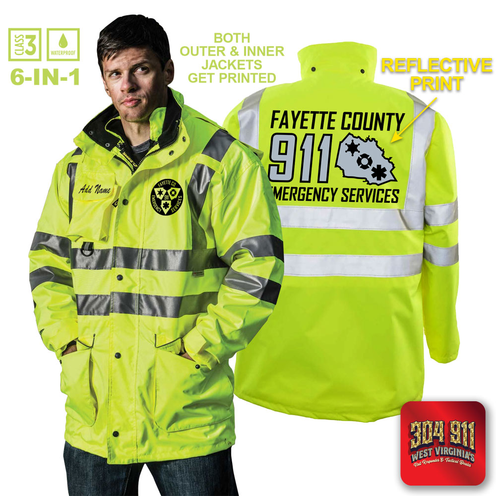 "FAYETTE COUNTY EMERGENCY SERVICES" GAME - The 6 in 1 Jacket (NEON LIME)