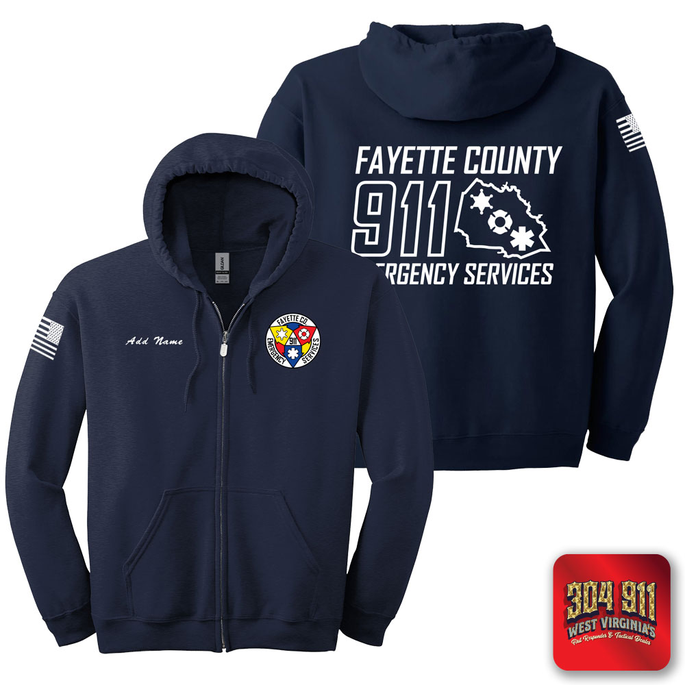 "FAYETTE COUNTY EMERGENCY SERVICES" NAVY GILDAN Heavy Blend™ Full-Zip Hooded Sweatshirt