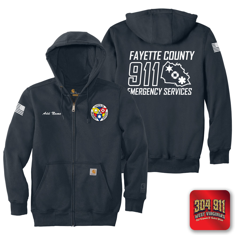 "FAYETTE COUNTY EMERGENCY SERVICES" NAVY Carhartt ® Rain Defender ® Paxton Heavyweight Hooded Zip Mock Sweatshirt