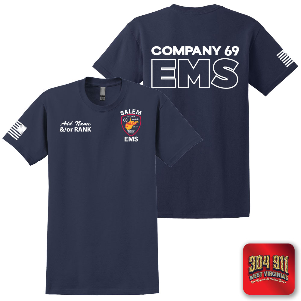 "SALEM EMS" SCREEN PRINT ON NAVY WORK T-SHIRT